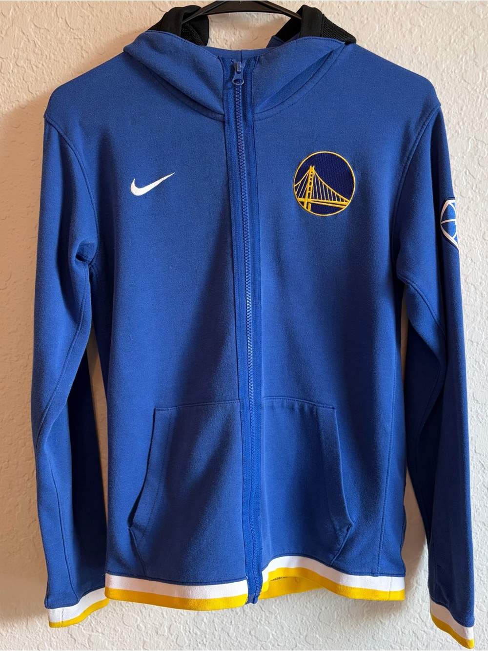Nike Golden State Warriors Blue Full Zip Warmup Hoodie - Boys’s Medium NBA